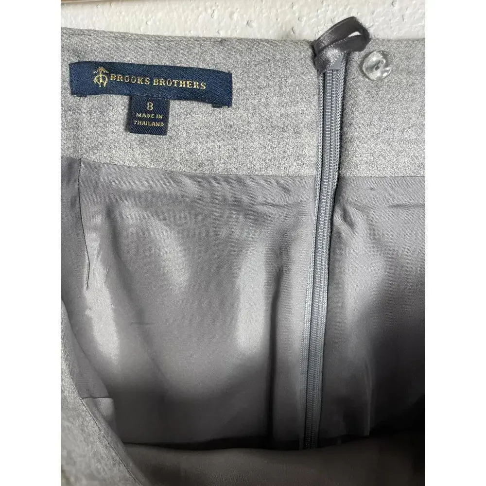 Brooks Brothers Wool Skirt Midi Women's Size 8 Grey Career - Picture 2 of 7